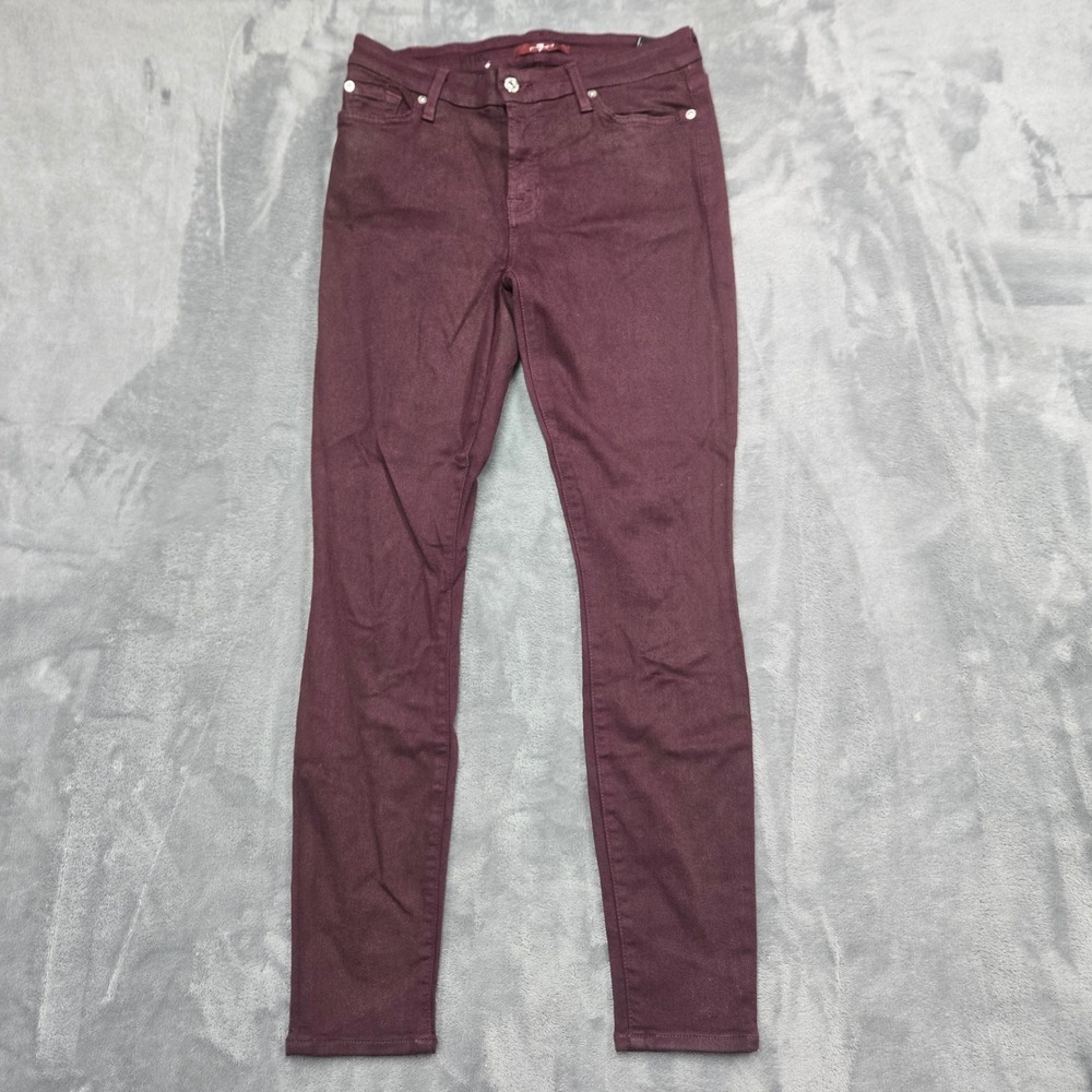 7 For All Mankind Womens Skinny Jeans Burgundy Modal Blend Size 27